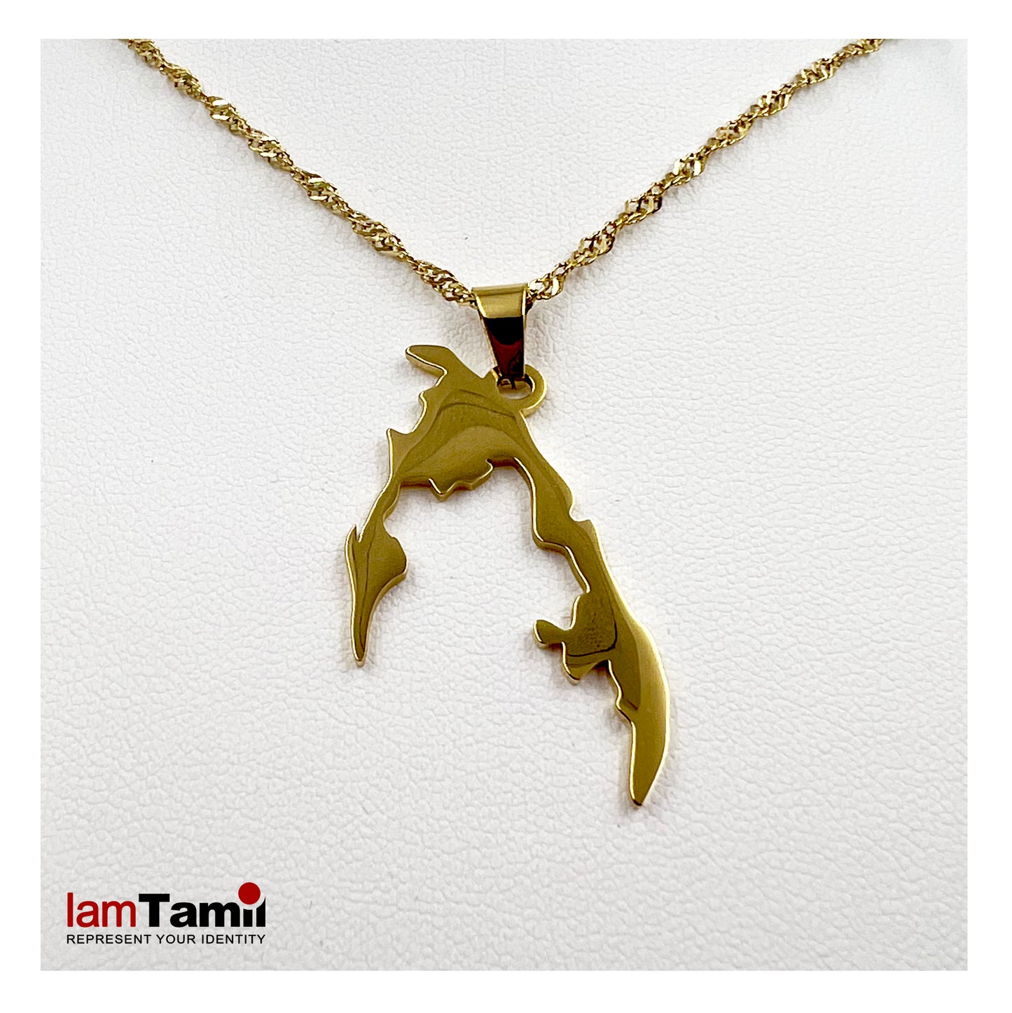 Gold Tamil Eezham Pendant and chain