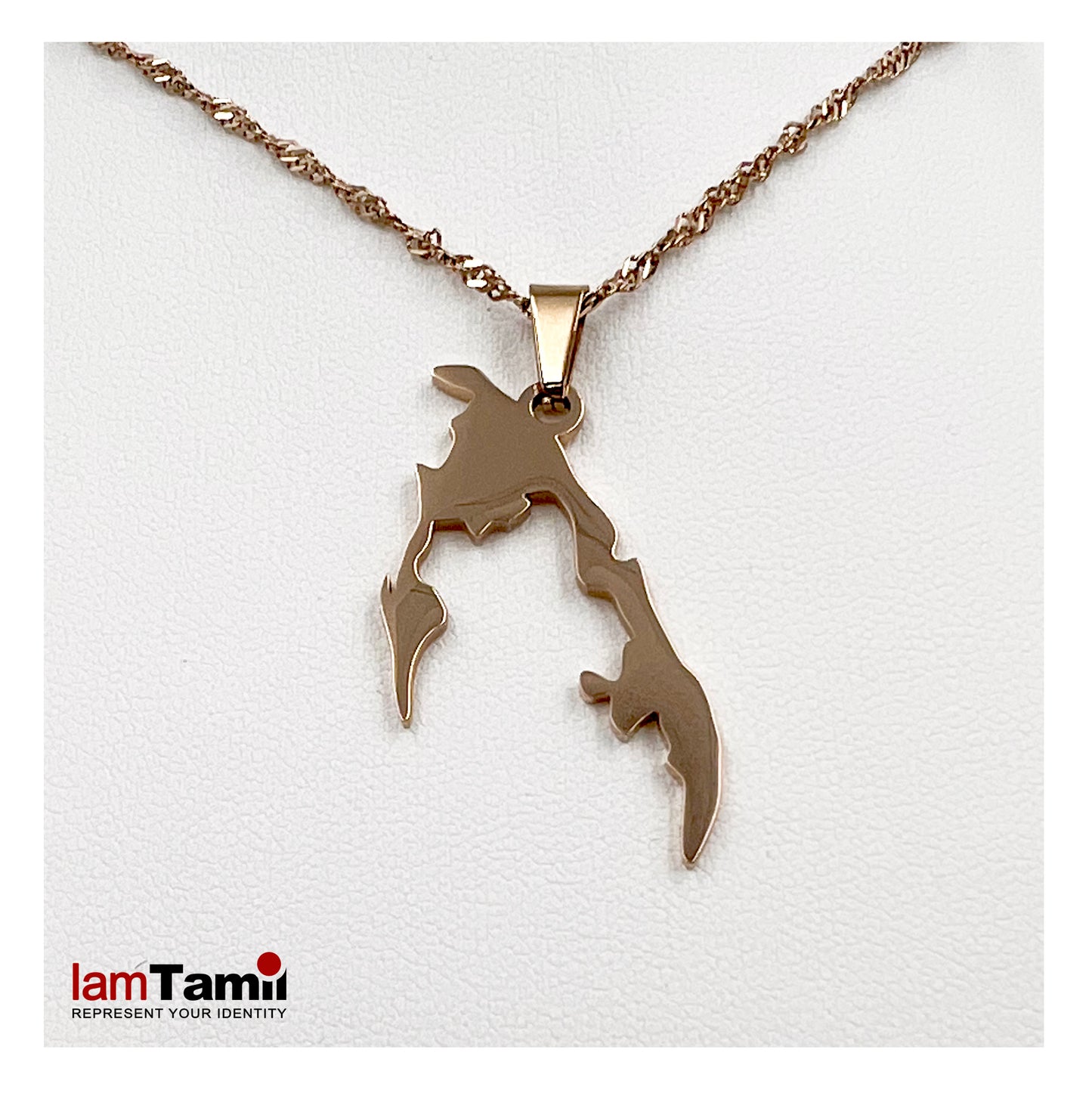 Rose Gold Tamil Eezham Pendant and chain