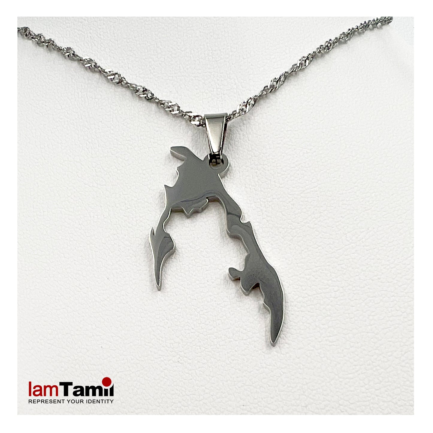 Silver Tamil Eezham Pendant and chain