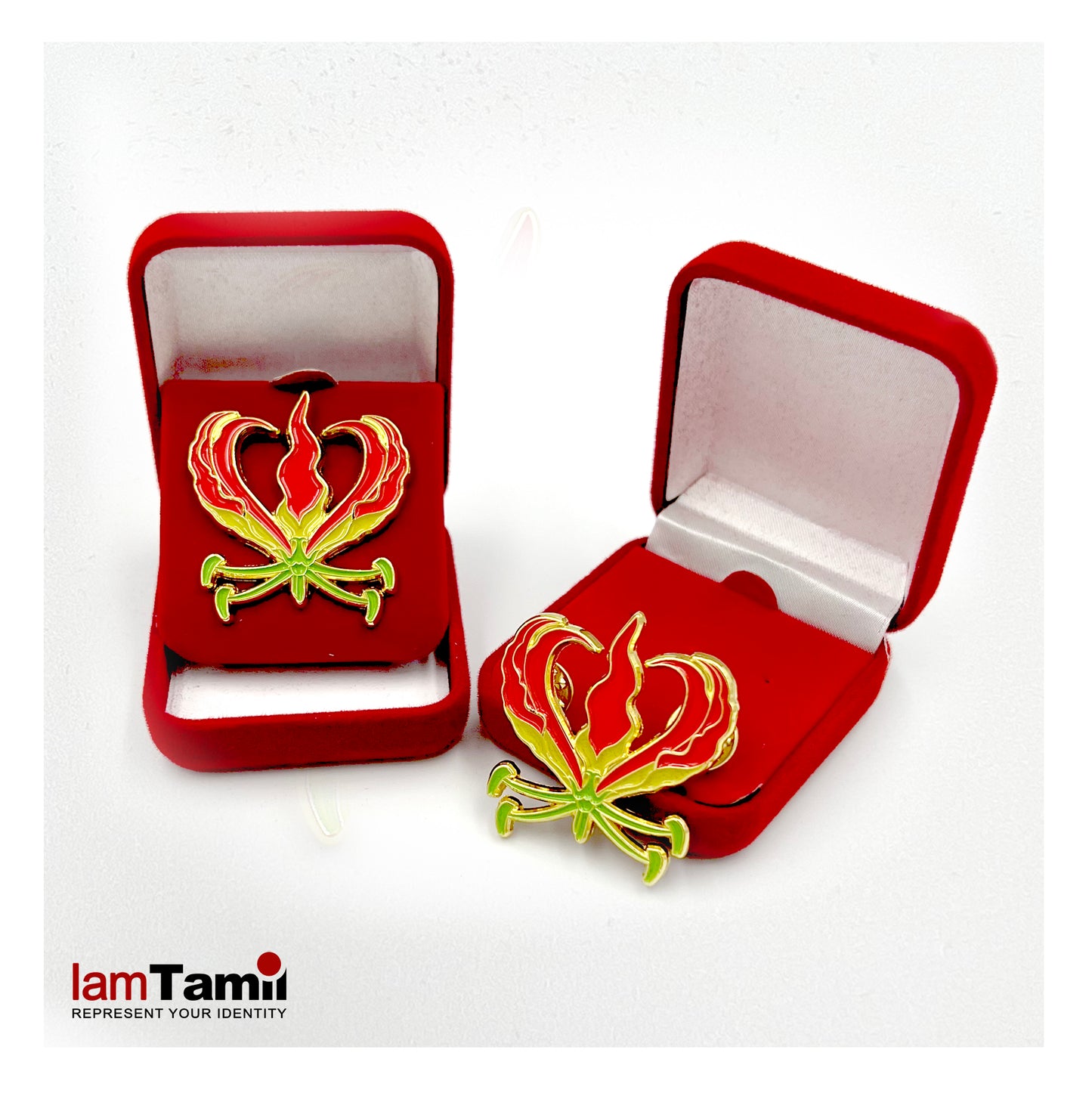 Karthigai Poo - Gloriosa Lily Lapel Pin